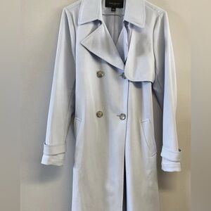 Ann Taylor Classic Women's Light Blue Double-Breasted Trench Coat